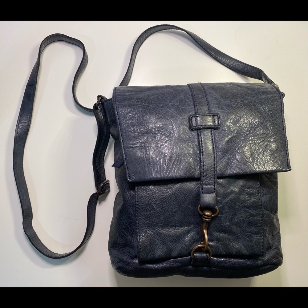 Frye Navy Leather Crossbody Bag